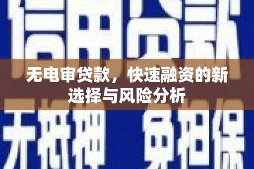 紫云无电审贷款，快速融资的新选择与风险分析