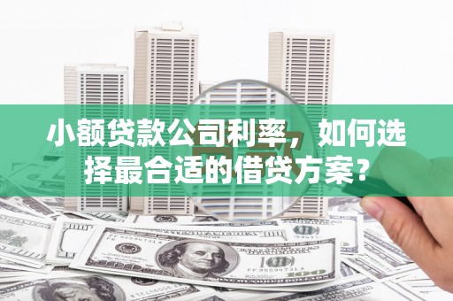 紫云小额贷款公司利率，如何选择最合适的借贷方案？